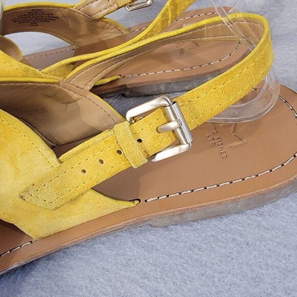 Marc Fisher MLRite Women 8.5 Flats Yellow Leather Cross-Band Ankle Strap Sandals - Picture 6 of 11